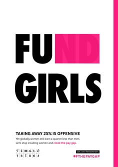 a poster with the words fun girls in black and pink, on a white background