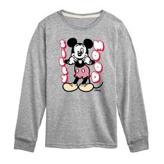 Disney - Mickey & Friends - Silly Mood - Mickey Sticking His Tongue Out - Toddler And Youth Long Sleeve Graphic T-Shirt - Celebrate the essence of Disney's Disney with officially licensed apparel featuring unique designs crafted exclusively by Hybrid Apparel. Each piece brings beloved characters, iconic imagery, and memorable moments to life, offering Disney fans a one-of-a-kind way to showcase their passion. Disney Boys, Kids Clothes Boys, Top Graphic Tees, Boys Long Sleeve, Mickey And Friends, Memorable Moments, Disney Mickey Mouse, Patterned Shorts, Disney Mickey