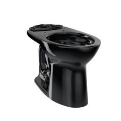 a black toilet with the lid up and no seat cover in front of white background