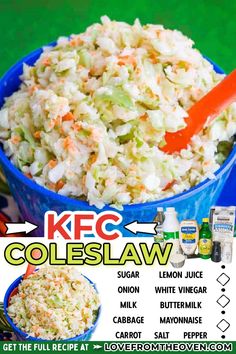 the poster shows how to make coleslaw salad