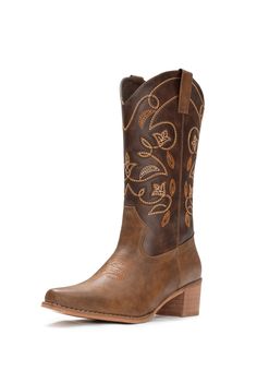 PRICES MAY VARY. 【Cowgirl Boots Style】:The 2.0 inches western wooden heel and classic western embroidery design showcase a classic but elegant western style. 【Comfortable Design】:The padded lining is soft and smooth & the latex insole is cushioned & supportive, providing comfort and warmth. 【Quality Synthetic Leathers】:Compared to leather，the uppers of our cowboy boots are more breathable and softer and looks the same 【Suitable Most Occasions】: These cowboy boots are perfect for pairing with jea Kendall Core, Cheap Brown Women's Cowboy Boots, Dark Brown Cowboy Boots, Brown Vintage Cowboy Boots, Brown Western Mid-calf Heeled Boots, Cowboy Boots For Women, Boots Mid Calf, Western Embroidery, Luxury Brown Knee-high Cowboy Boots