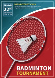 badminton tournament flyer with racket and shuttle