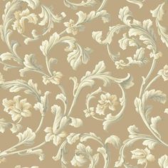 a beige and white floral wallpaper pattern