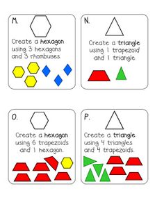 four cards with different shapes and numbers to help students learn how to use them in the classroom