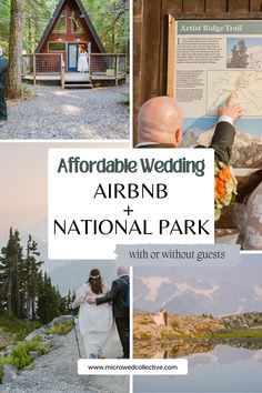 a collage of photos with the words affordable wedding air bn national park