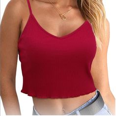 Nwt Summer Vneck Spaghetti Strap Crop Tank Top. Size Large Specific Sizes Are In Photos. 95% Cotton 5%Spandex. Suitable For All Seasons(Daily Wear,Fitness,Club,Party Beach) You Can Wear It With Any Clothes(Jackets,Jeans,Shorts,Skirt) Bust: 87cm/37-39” Length: 37cm/14.6”. Fast Shipping. Feel Free To Ask Any Questions. Accepting Reasonable Offers. Thank You For Visiting My Closet Trendy V-neck Tank Top, Red Trendy Tank Strap Tops, Red Stretch V-neck Tank Top, Red Seamless Camisole Top, Trendy Red Tops With Tank Straps, Trendy Red Tank Top, Casual Seamless V-neck Camisole, Red Stretch Tank Top With Spaghetti Straps, Casual Red V-neck Tank Top