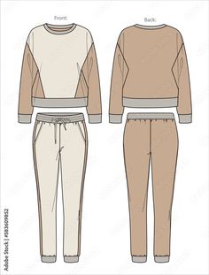 the front and back view of a women's pajama set with long sleeves