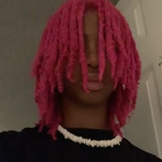 Pink Dreadheads, Pink Locs Men, Dark Pink Locs, Pink Dreads Men, Pink And Black Dreads, Pink And Red Locs, Blonde And Pink Locs, Dreadlocks Dyed, Hot Pink Locs