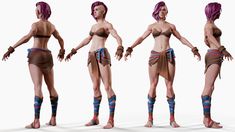 some very pretty women in different poses with purple hair and blue socks on their feet