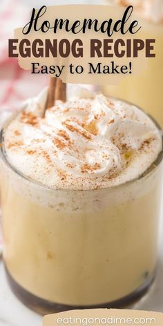 an eggnog drink with whipped cream and cinnamon on top