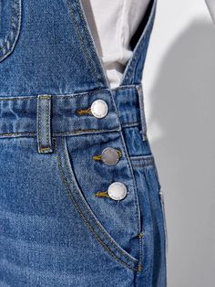 Details:Button \nStyle:Casual \nWaist Line:High Waist \nDetails:Pocket \nFit Type:Regular Fit \nNeckline:Straps \nType:Overall \nColor:Medium Wash \nPattern Type:Plain \nSleeve Length:Sleeveless \nLength:Long \nFabric:Non-Stretch \nMaterial:Denim \nComposition:86% Cotton \nComposition:8% Viscose \nComposition:6% Polyester \nCare Instructions:Machine wash, do not dry clean \nBody:Unlined \nSheer:No \n Girl Patches, Denim Dungarees, Girls Denim, Denim Overalls, Teen Girls, Dungarees, Black Border, Solid Black, Patch Pocket