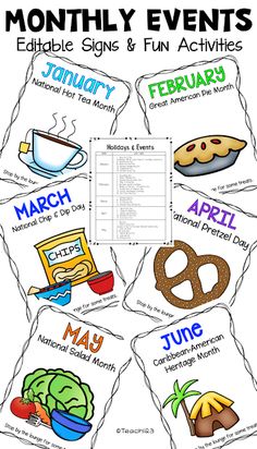 months of the year printable signs and activities