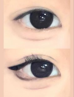 Doll Eyes Tutorial, Doll Makeup Aesthetic, Dolly Eye Makeup, Doll Eyes Makeup, Puppy Liner, Puppy Eyes Makeup, Doll Makeup Look, Puppy Makeup, Korean Eyes