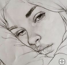 a pencil drawing of a woman's face with her eyes closed