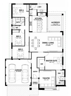 the floor plan for a two story house