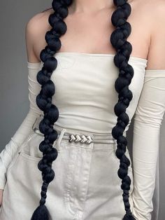 Bubble Ponytail, Fest Outfits, Braids With Extensions, Synthetic Hair Extensions, Braided Ponytail, Hair Art, Aesthetic Hair, Ponytail Hairstyles, Hair Designs