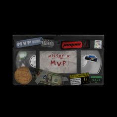 an old cassette with the words mister vvp on it and various stickers