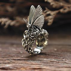 Butterfly and flowers Ring for unisex made of sterling silver | Etsy Flowers Ring, Butterfly And Flowers, Horse Ring, Jewelry Artist, Brass And Copper, Insect Jewelry, Looks Street Style, Fantasy Jewelry, Jewelry Inspo