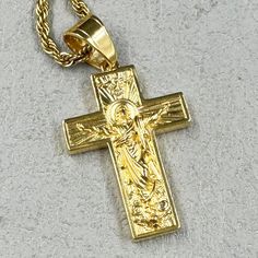 Religious Christian God Cross Crucifix Pendant Necklace for Men Women Gold color Jesus Wholesale God Cross, Necklace For Men, Men Necklace, Gold Color, Jesus, Pendant Necklace, For Men, Pendant, Gold