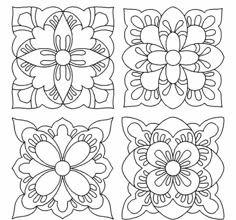 four different flower designs in black and white, each with an individual's own design