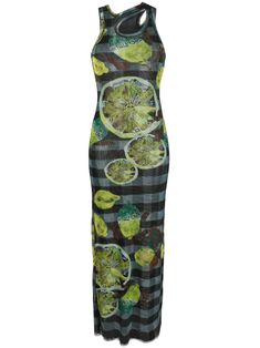 green/black/yellow recycled polyester all-over graphic print stretch-design asymmetric neck sleeveless long length raw-cut hem This item is made from at least 50% recycled or upcycled materials. For recycled synthetic clothing products, we highly recommend using a microfibre-catching washing bag to ensure that no microplastics that can pollute water are released in the process. Learn more about what makes a product Conscious on our Conscious Criteria page Uzun Boy, Roddy Ricch, Tank Dresses, Asymmetric Neckline, Warm Weather Outfits, Upcycled Materials, Bag Green, Maxi Dress Green, Vestido Casual