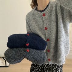 Shop the soft knit heart-shaped long sleeve cardigan for women. Perfect for casual or stylish looks. Free shipping available. Cardigan Winter, Wool Cardigan, Knit Sweater Cardigan