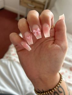 Coquette Nail Inspo Square, Acrylics Summer, Bow Nails, Nails Trending, Cute Spring Nails, Basic Nails, Rose Gold Nails, Vibrant Nails