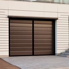 a large garage door on the side of a building