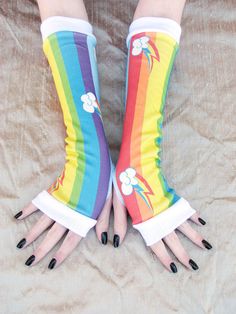 Rainbow dash arm warmers My Little pony Cosplay by Steampunkwolf, $25.00 Gloves Steampunk, Steampunk Wolf, Silly Clothes