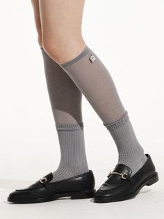 Socks designed by COQUET STUDIO. Socks are basic items but these are good to give a point to your outlooks. Recommend matching these in various moods. - Knee-length socks- Sheer material layered detail- Signature label detail Sock Layering, Socks And Flats, Socks With Flats, Layered Socks, Calf High Socks, Closet Revamp, Stinky Socks, 2024 Aesthetic, Mesh Socks