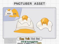 an egg yolk hat set is shown in the shape of two eggs, and has been