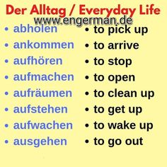 the german words are in different languages