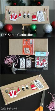 the sewing project is made with fabric, scissors and other crafting supplies to make christmas decorations