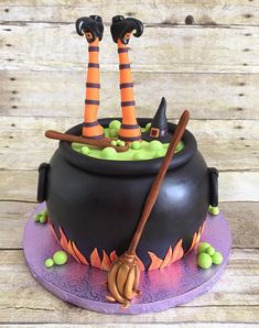 there is a cake that looks like a witch's caulder