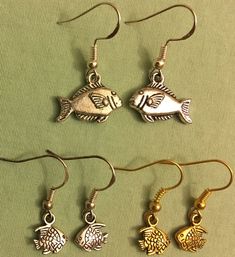 Fish Earrings, Making Earrings, Cute Charms, Jewelry Inspo, Ear Wires, Wire Jewelry, Have Fun, Ebay Store, Gold Tones