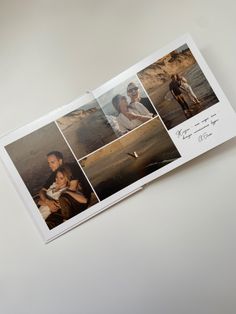 an open photo book with photos on it