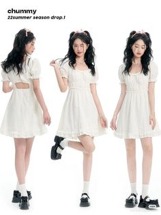 clothing Different Poses, Cute Dress, Group Chat, The Dress, I Love, White, Black