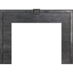 an old fashioned black frame with metal rivets on the edges and a white background