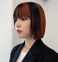 Dyed Bob Hair, Red Black Hair, Colorful Bob, Color Bob, Black Red Hair, Toga Himiko, Dye Colors, Art Makeup, Hair Haircuts