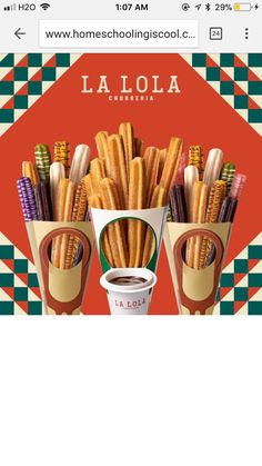 an image of french fries and corn on the cob in paper cups with text la loja