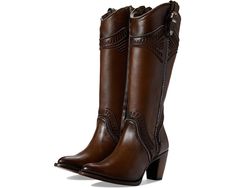 Cuadra CU583 | Zappos.com Western Wide Calf High Heeled Boots, Western Style Heeled Boots With Wide Calf, Western Style High Heel Boots For Wide Calves, Western Style Wide Calf Heeled Boots, Western High Heel Knee-high Boots, Elegant Boots With Stacked Heel And Snip Toe, Western Snip Toe Heeled Boots For Formal Wear, Western Snip Toe Heeled Boots For Formal Occasions, Elegant Brown Snip Toe Boots