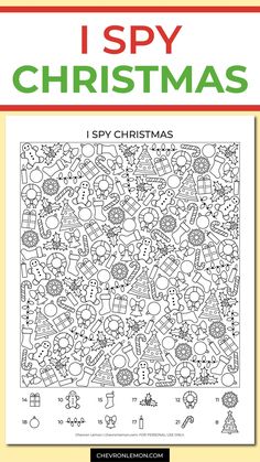 i spy christmas coloring book with the words,'i spy christmas'on it