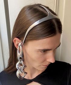 Silver Headpiece, Chunky Headband, Chunky Silver Jewellery, Chunky Earrings, Modernist Jewelry, Funky Jewelry