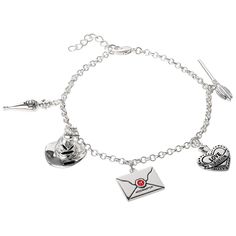 Harry Potter jewelry that your Harry Potter fan will adore. Treat yourself or a person in your life who loves all things Harry Potter with this charm bracelet. Harry Potter charm bracelet features five distinct Harry Potter charms for an eye-catching look. 7-inch charm bracelet has a 1-inch extender for an adjustable fit. Harry Potter bracelet is offered in either gold or silver-plated brass with a lobster claw closure. This Harry Potter jewelry is a great Harry Potter Christmas gift and Harry P Harry Potter Memories, Harry Potter Gift Box, Harry Potter Charm Bracelet, Harry Potter Christmas Gifts, Harry Potter Bracelet, Harry Potter Charms, Harry Potter Jewelry, Harry Potter Christmas, Harry Potter Gifts