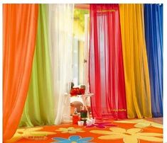 the curtains are colorful and ready to be hung up in the living room for $ 2 19 each