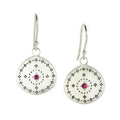 Adel Chefridi Ruby Nostalgia Earrings | Quadrum Gallery Silver Drop Earrings, Ear Wires, Sterling Silver Earrings, Silver Earrings, Ruby, Tapestry, Sterling Silver