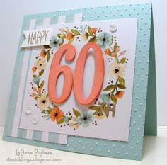 a close up of a greeting card with the number 60 on it's front