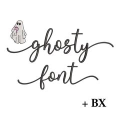 the ghost font and bx logo are both handwritten with black ink on white paper