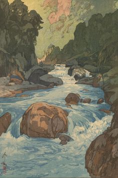 an image of a river with rocks in the foreground and water running through it