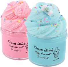 two ice creams in plastic containers with sprinkles on the top and bottom